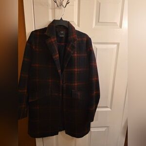 H&M Black and Red Checkered Blazer